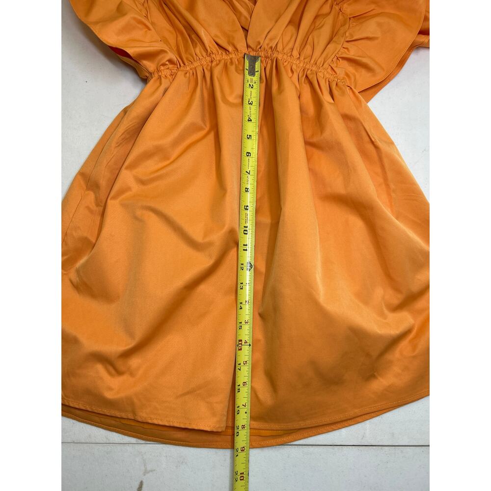 FORE Carolyn Statement Flutter Sleeve Mini Dress in Orange Size S - Picture 6 of 10